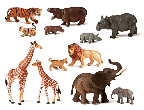 Jogo miniland animais da selva com crias 12 figuras , Miniland , 68457 , 8413082251376